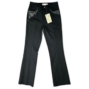 Otto Gi Italy Black Silver Embellished Pockets Bootcut Pants sz 38 / 8 NEW Tags